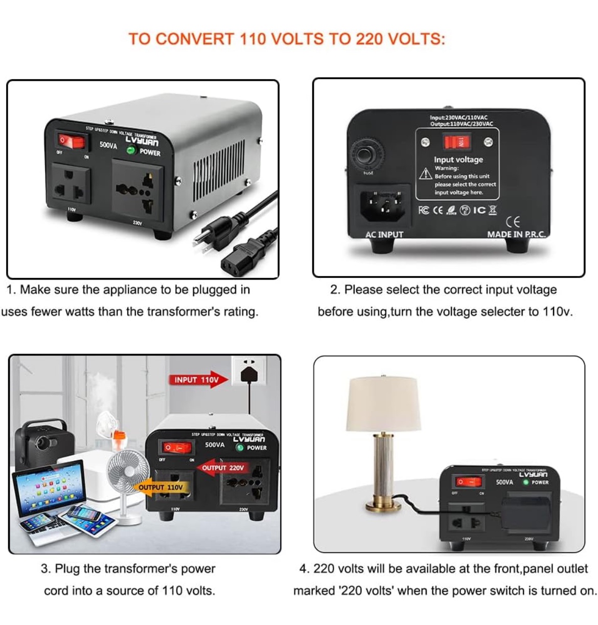 Yinleader 500W Voltage Converter Transformer - photo 3