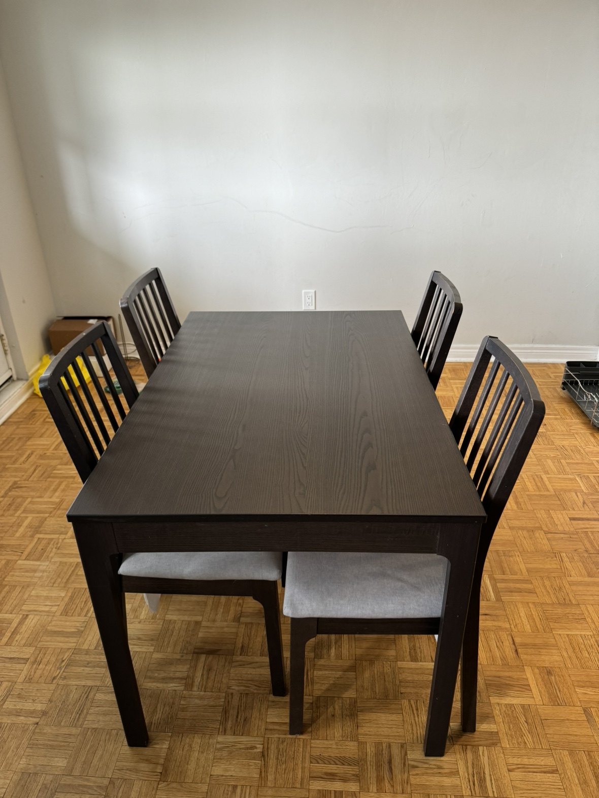 EKEDALEN Extendable table, dark brown, with 4 chairs - photo 2