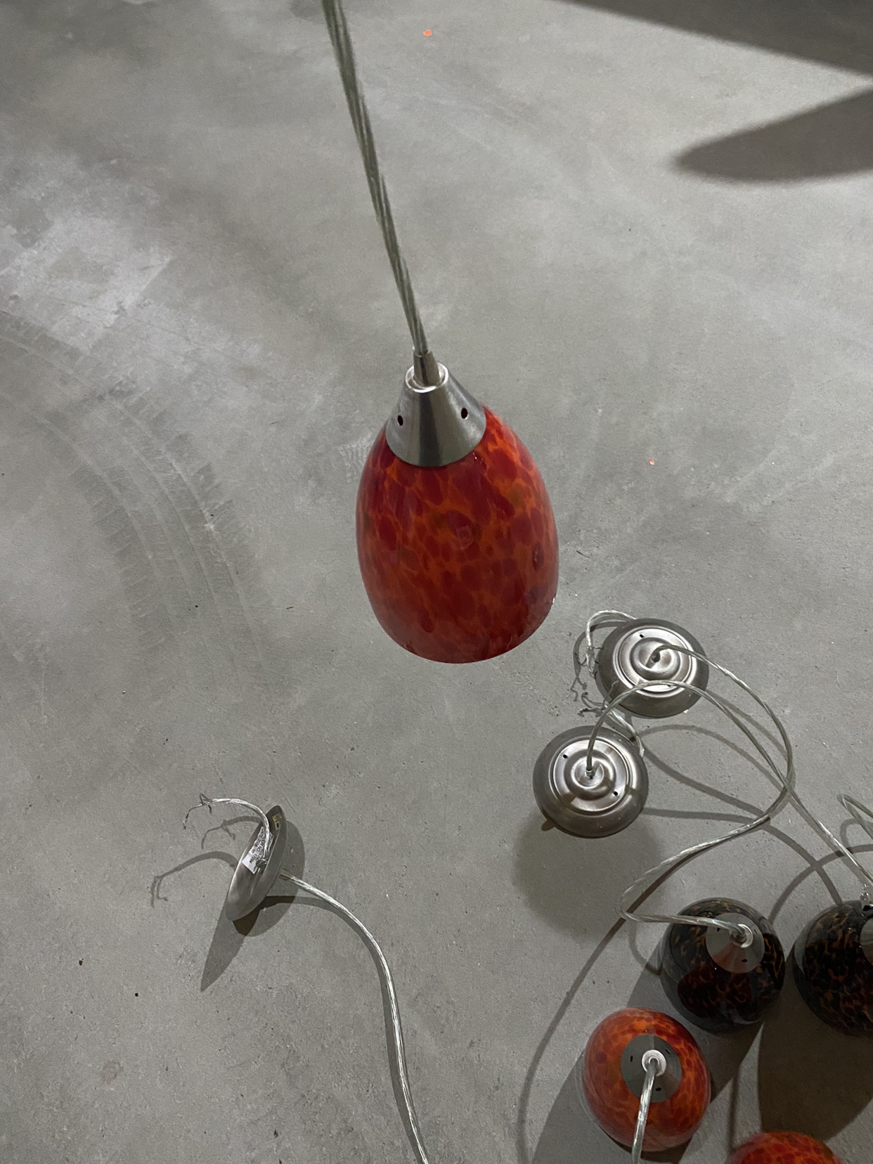 Pendant Ceiling Light Set of 6 Leopard Glass Shade - photo 3
