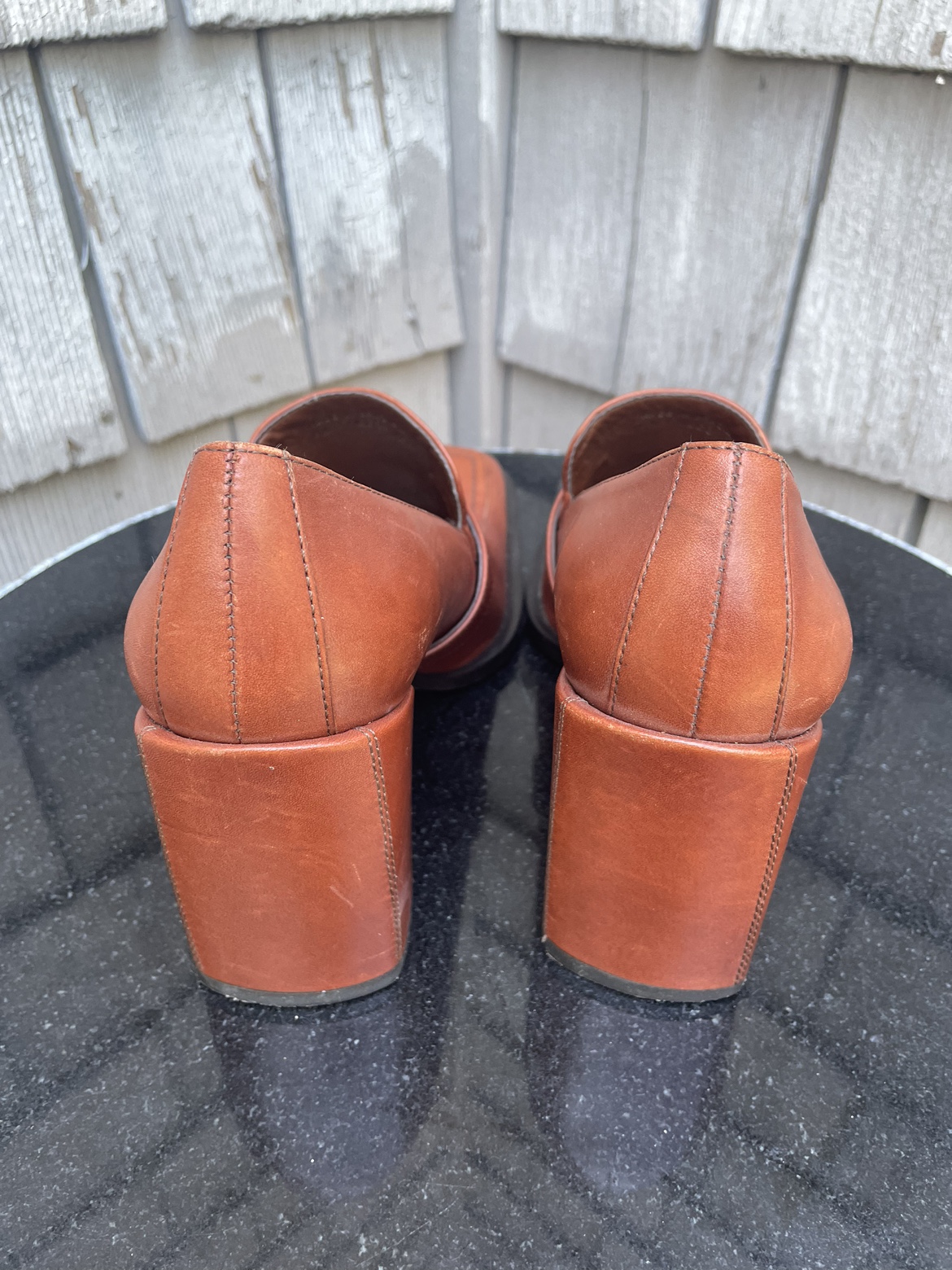 Vintage VS chunky high heeled buckle loafers sienna size 6 - photo 4