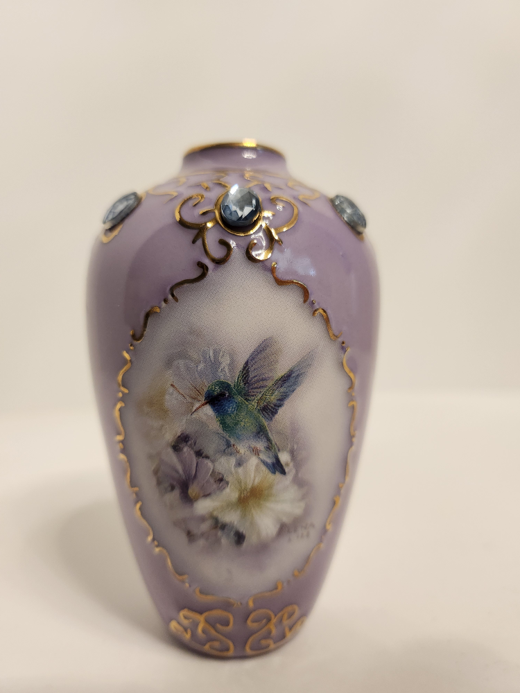 Miniature Vase, 5" with Hummingbird motif