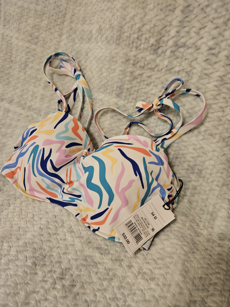 BNWT: 34D BathingSuit Bikini Top Fun Multicolored - photo 2