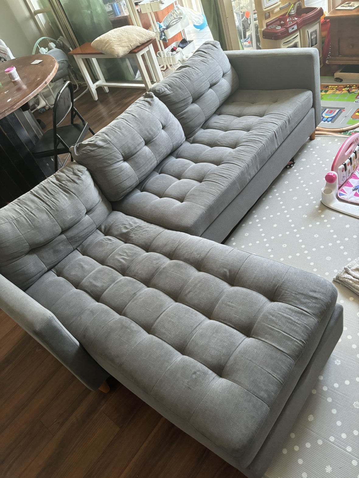 Grey sectional couch