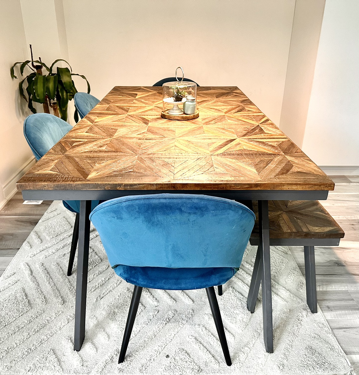 Dining table set with 4 chairs and a bench - photo 3