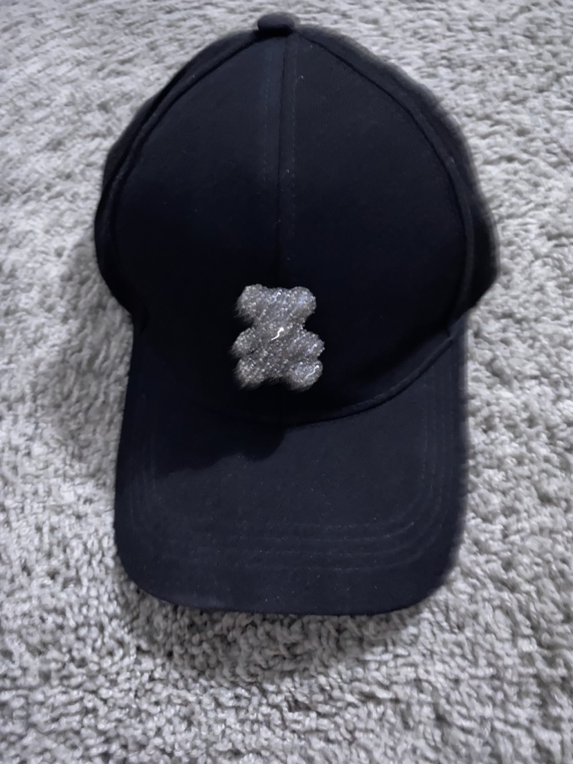 Black crystal teddy bear hat brand new mint condition thumbnail