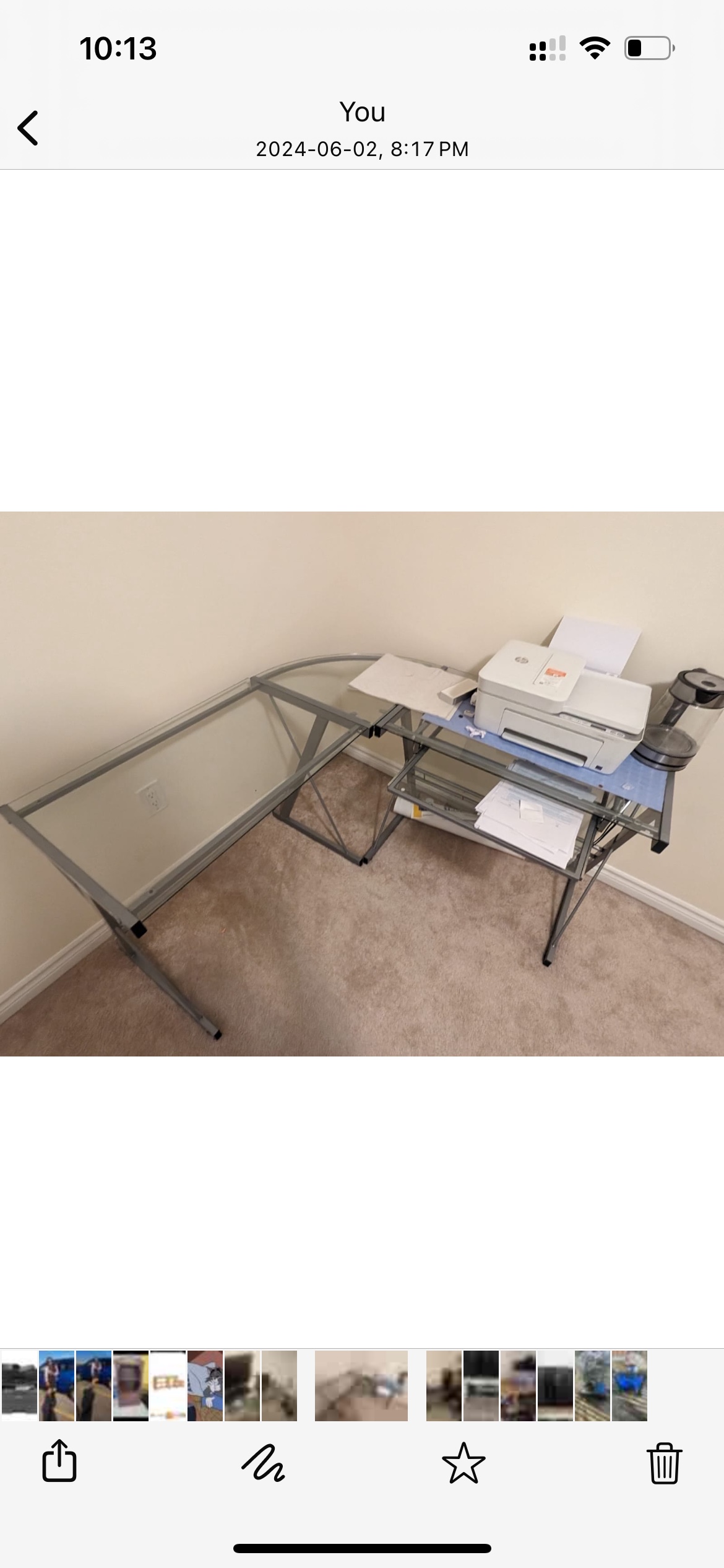 Glass L shape study / office table