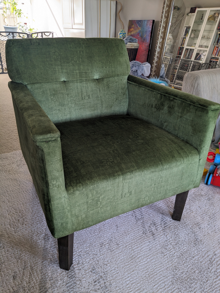 emerald green arm chair moving sale