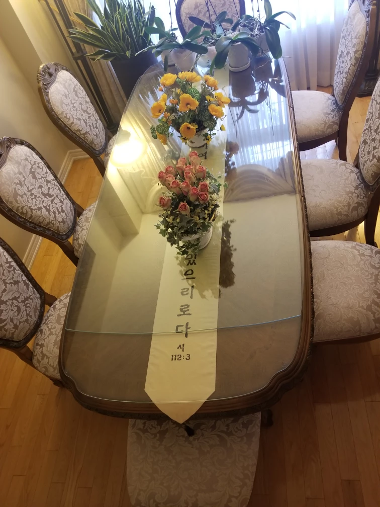 dining table, 8 chairs with top glass