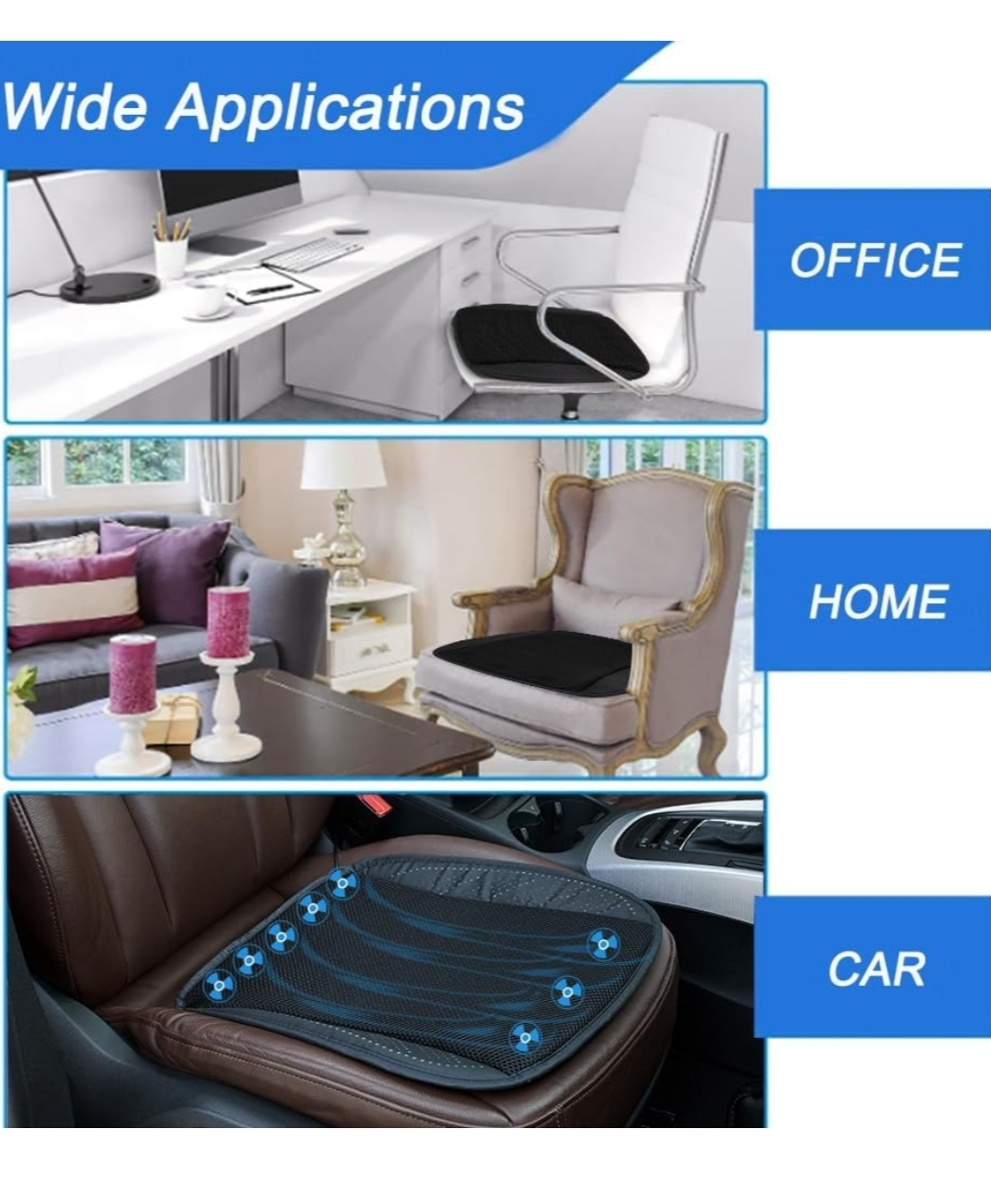 Ventilated Car Seat Cushion with USB Quick Cooling Three-Speed - photo 4