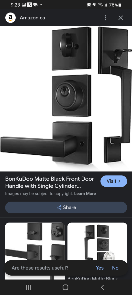 Black Matt front door handle with key thumbnail