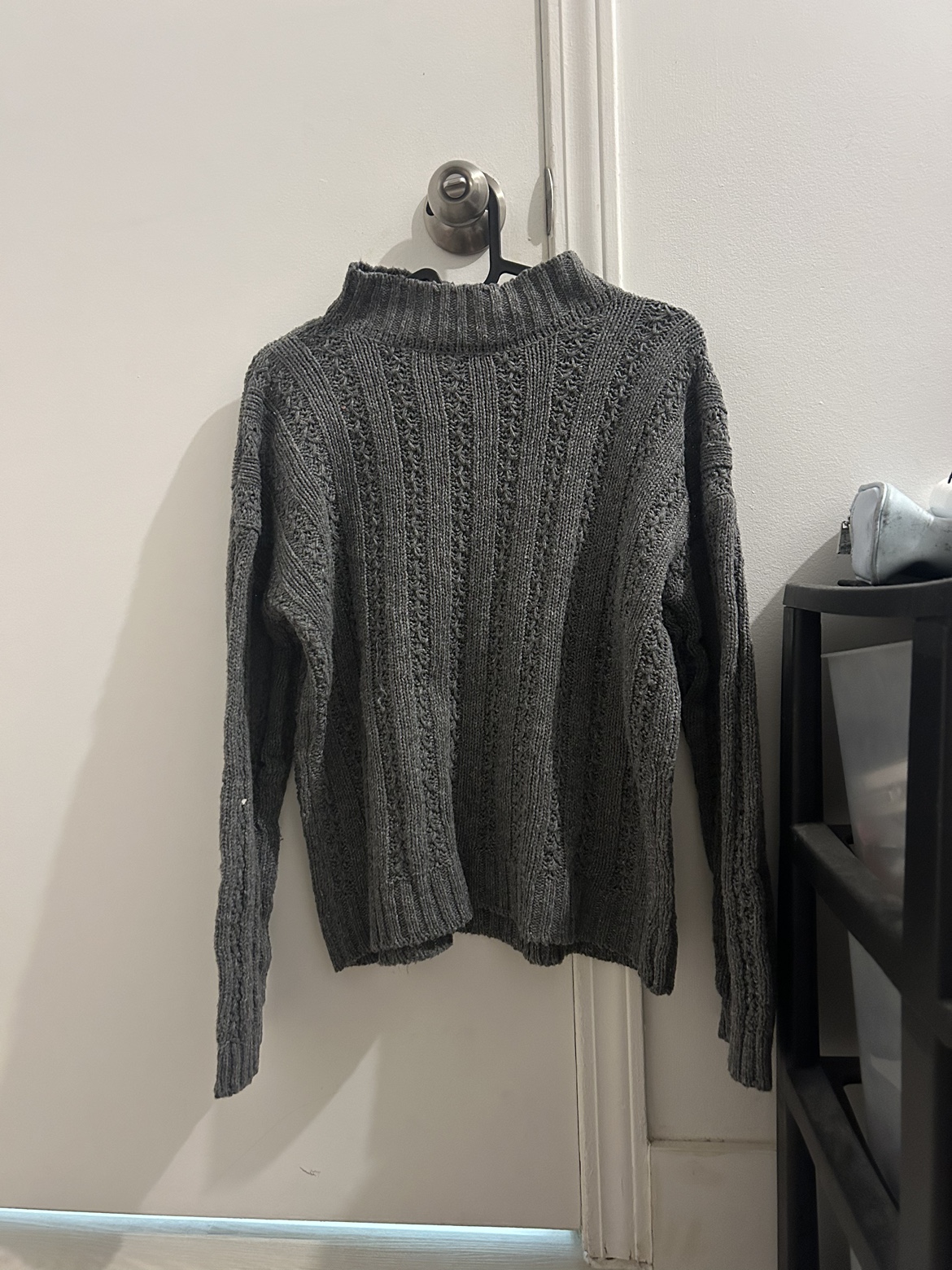 Grey knit sweater thumbnail