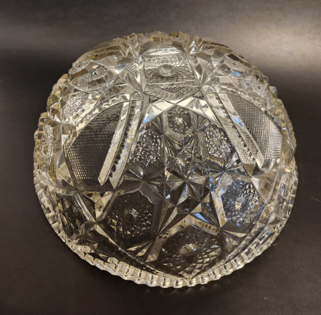 American Brilliant Cut Glass Hob Star Pattern Bowl,  Vintage, - photo 4