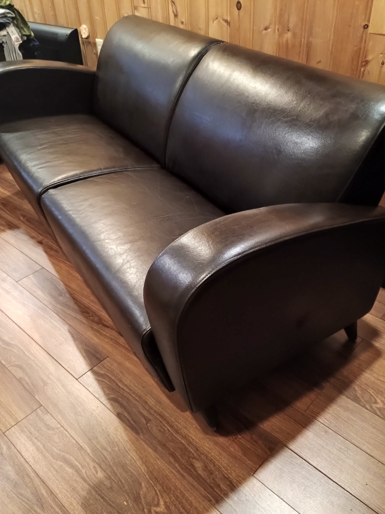 real leather couch dark brown