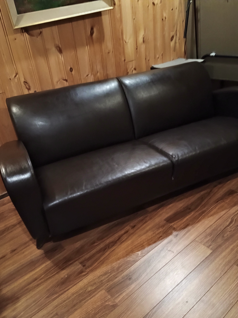 real leather couch dark brown - photo 2