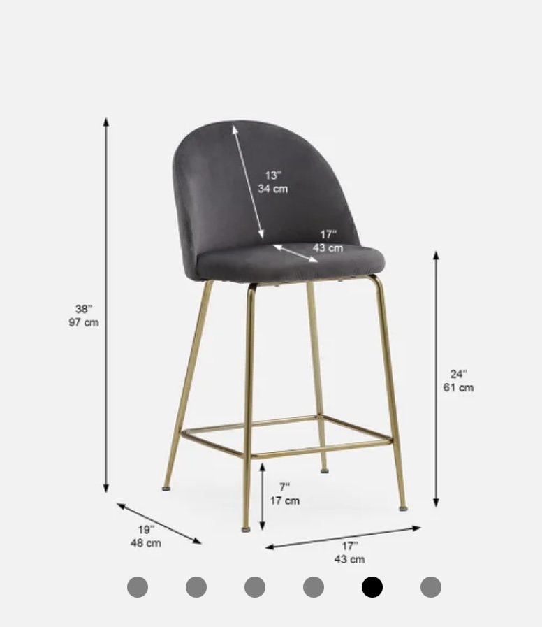 Structube Polly Velvet Counter Stool (Set of 2) - photo 3
