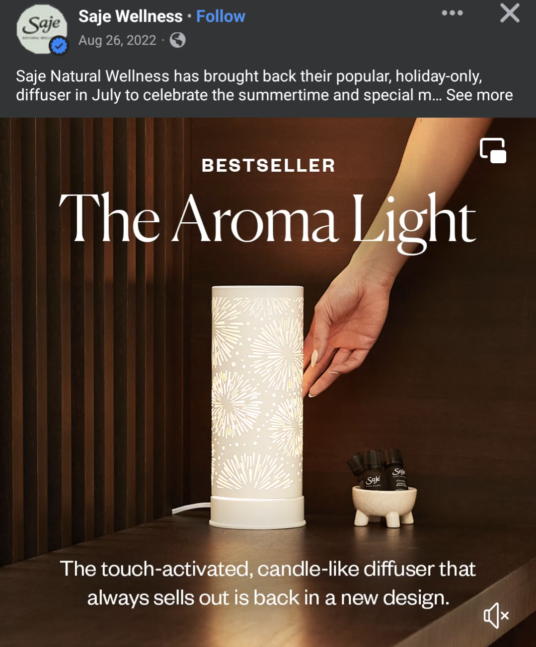Limited Edition Saje Oil Diffuser Lamp - Three Settings thumbnail