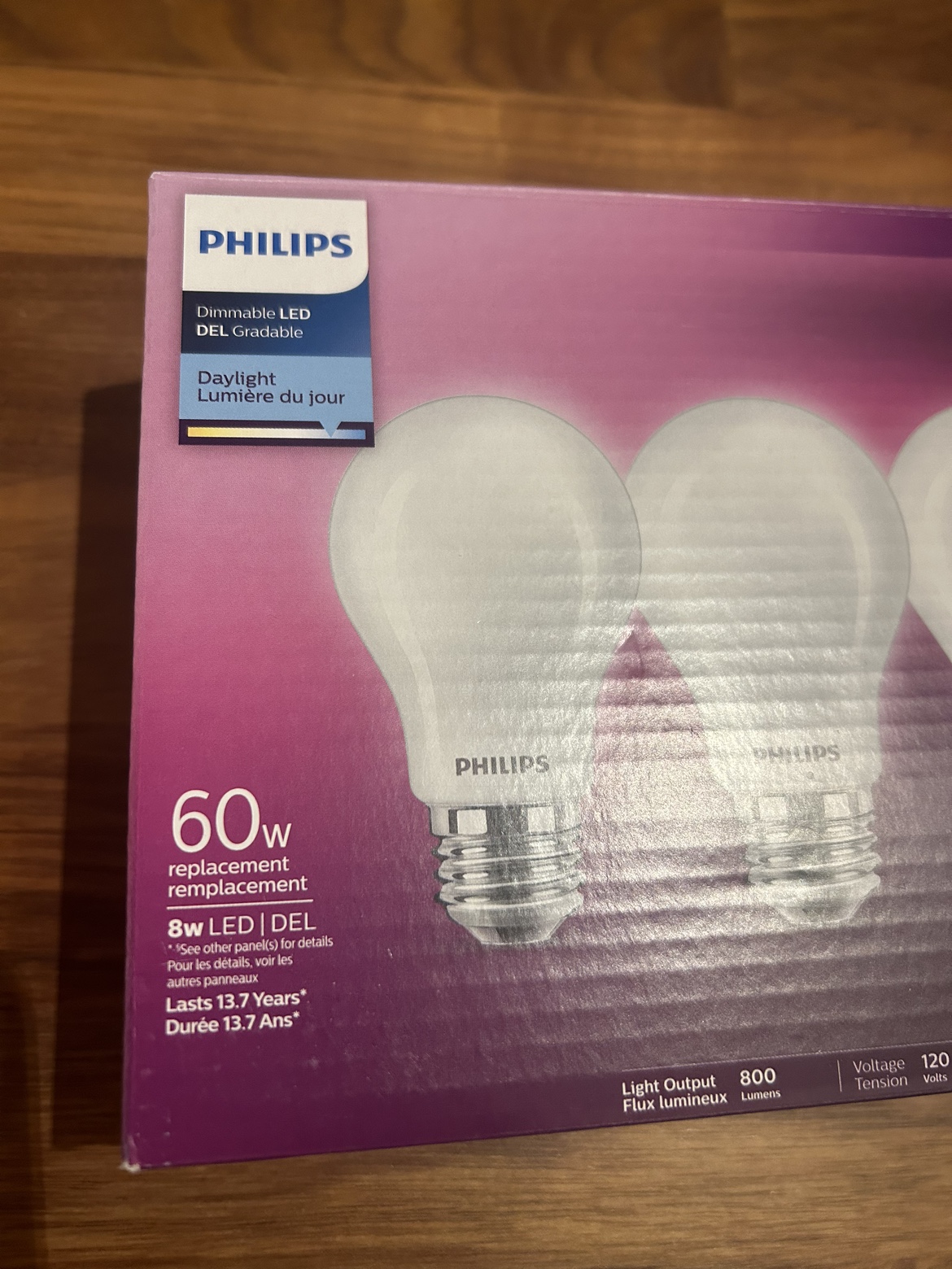 3 60w bulbs, Daylight Dimmable LED - photo 2