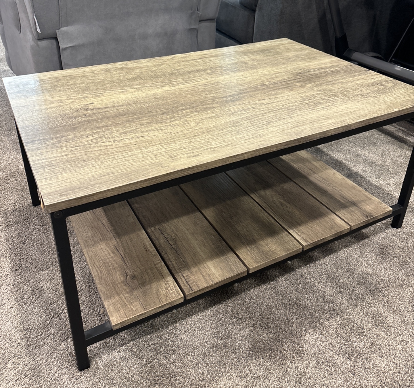 Faux wood double decker coffee table