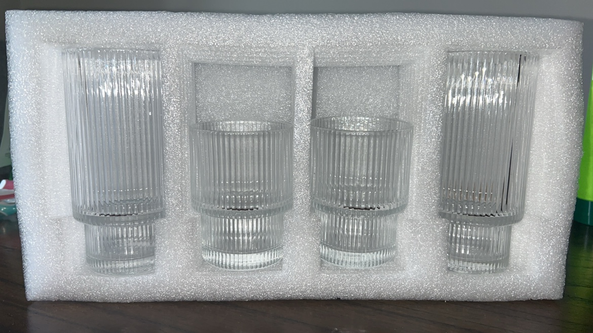 Ribbed glass cups
