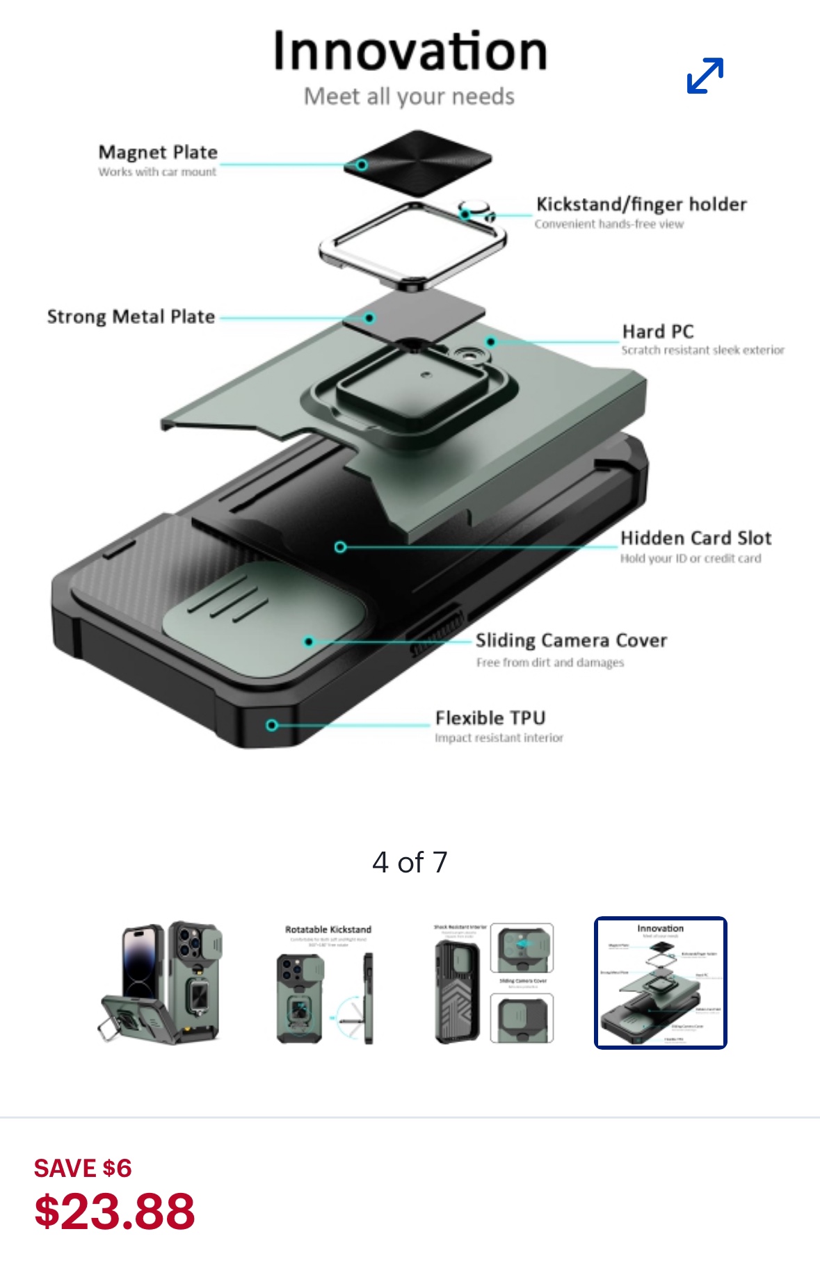 2 pieces,I phone 14 pro cover , with protection screen , image indicator(3)