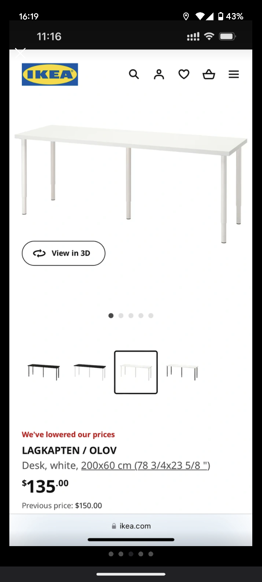 IKEA Long white desk 200cm x 60 cm MOVING SALE image indicator(3)