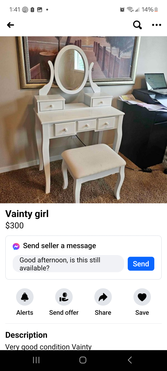 vanity and chair