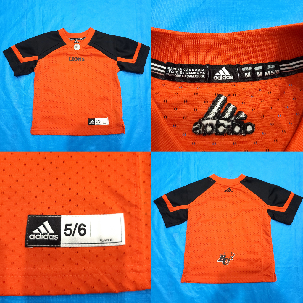 BC Lions Kids Jersey Size 5/6 Adidas thumbnail