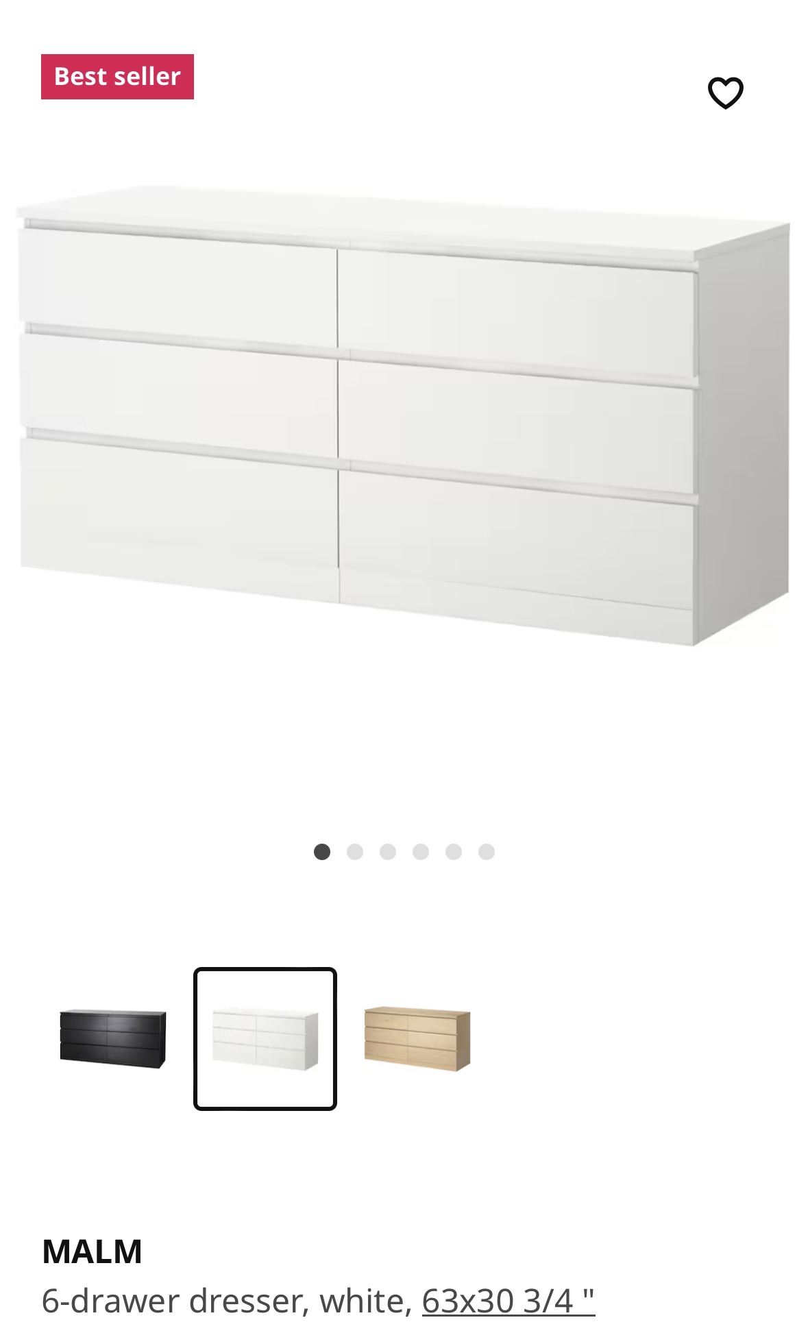 Ikea Malm 6 drawer dresser - photo 4