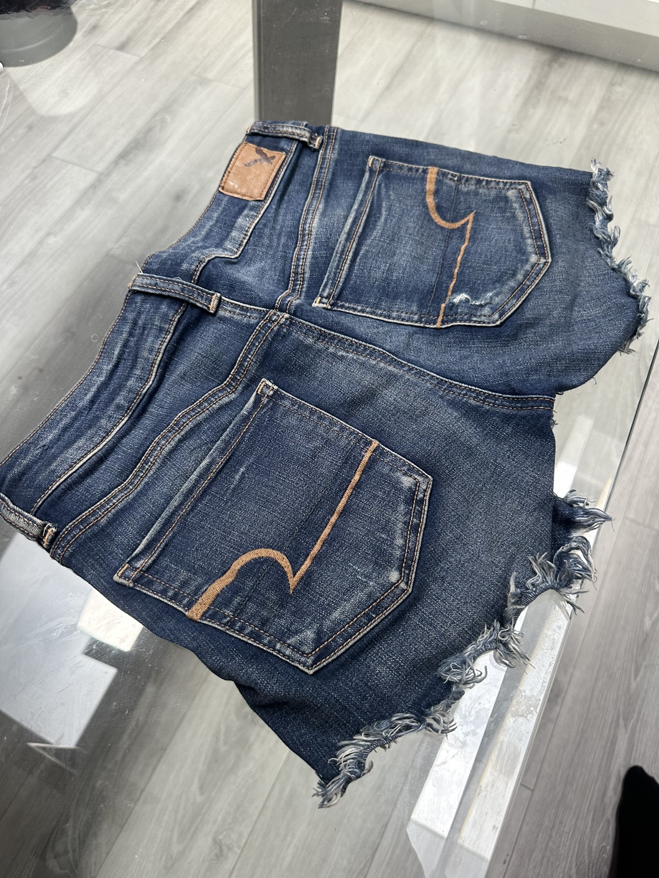 American Eagle - Blue Ripped Jean Shorts image indicator(4)