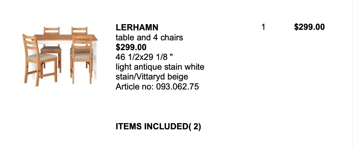 Ikea LERHAMN dining table with chairs - photo 2
