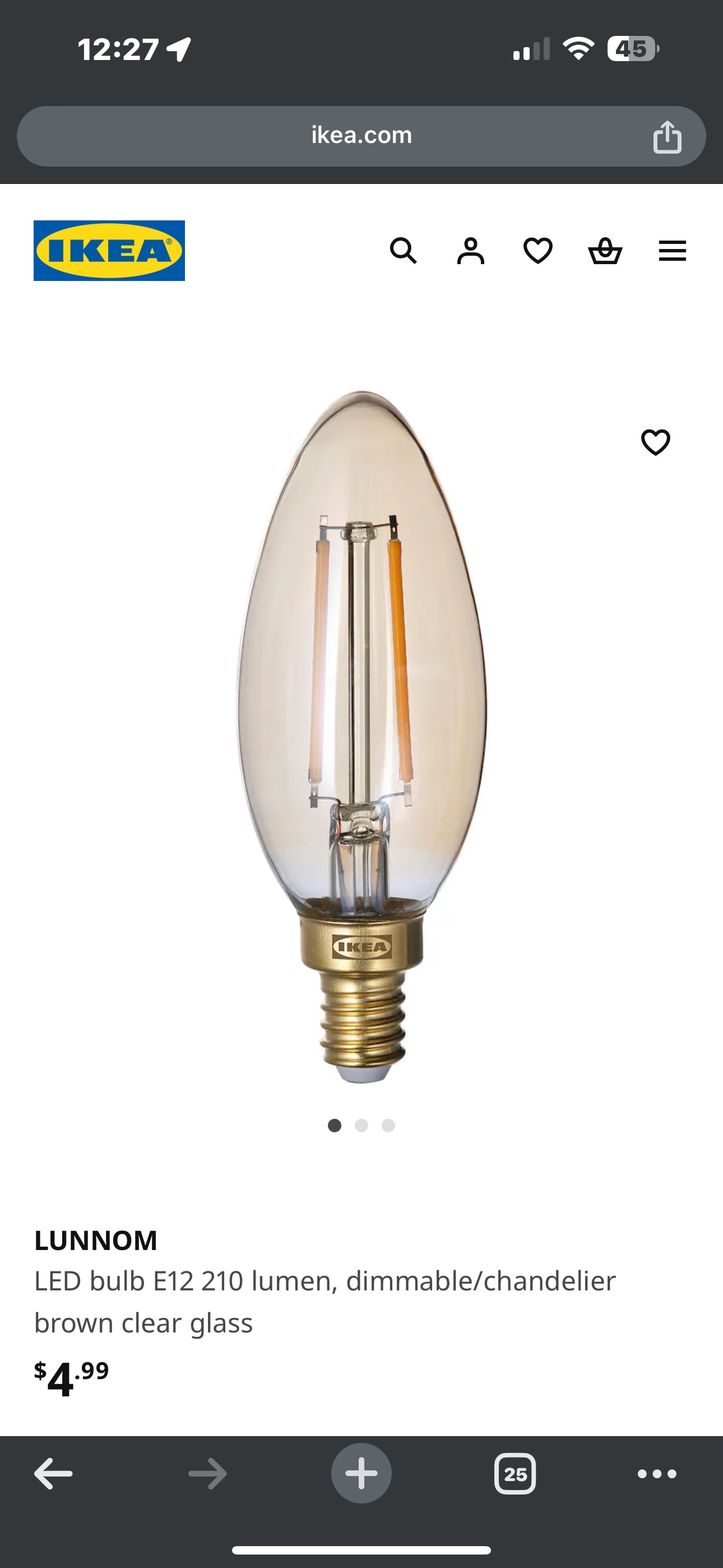 LED bulb E12 210 lumen, dimmable/chandelier brown clear glass thumbnail