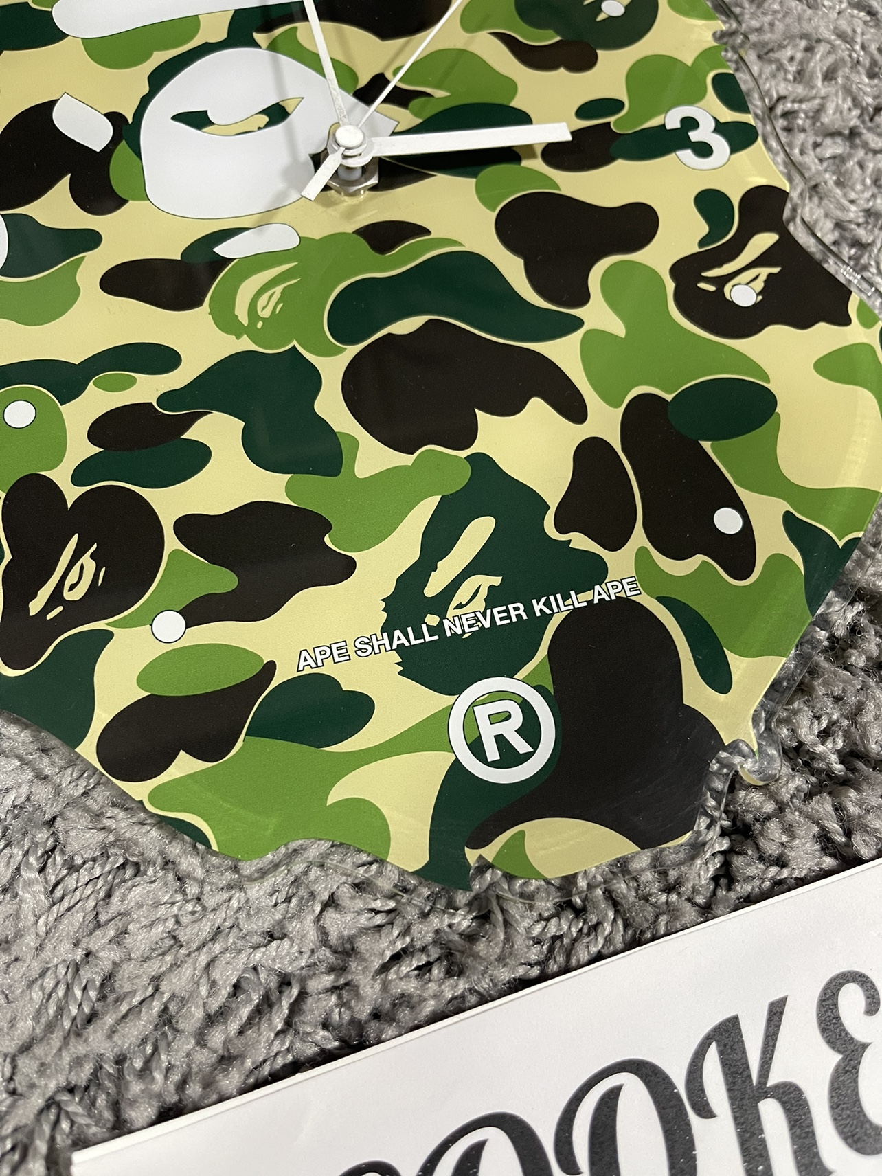 BAPE ABC Camo Ape Head Wall Clock Green - photo 3