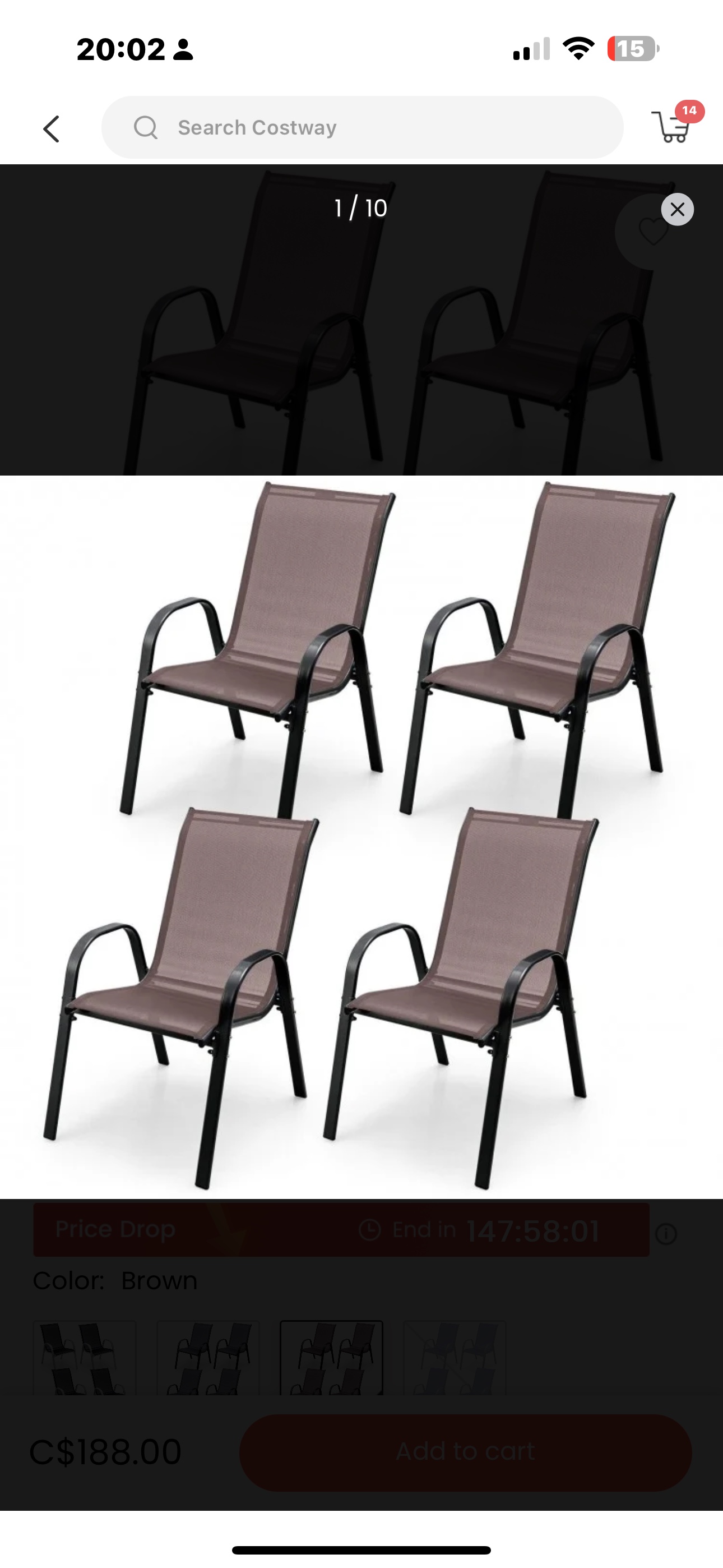 73% off 4 pieces stackable Patio dining chairs set with armrest