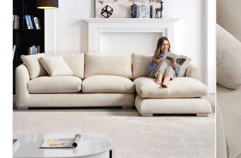 “Feathers Sectional Sofa” by Valyou - 110” with right chaise