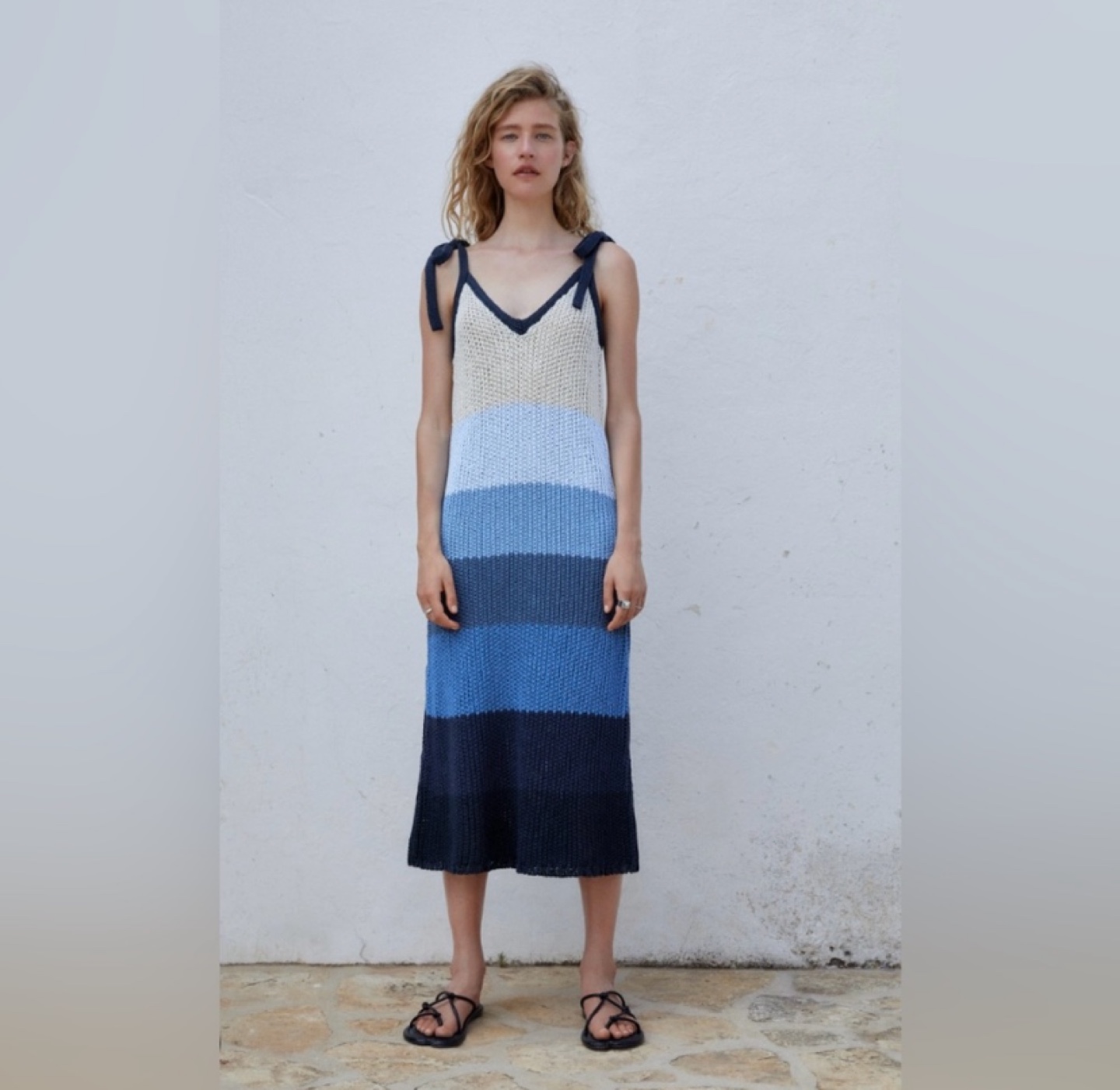 NWOT Zara Knit Striped Maxi Dress Size Small thumbnail