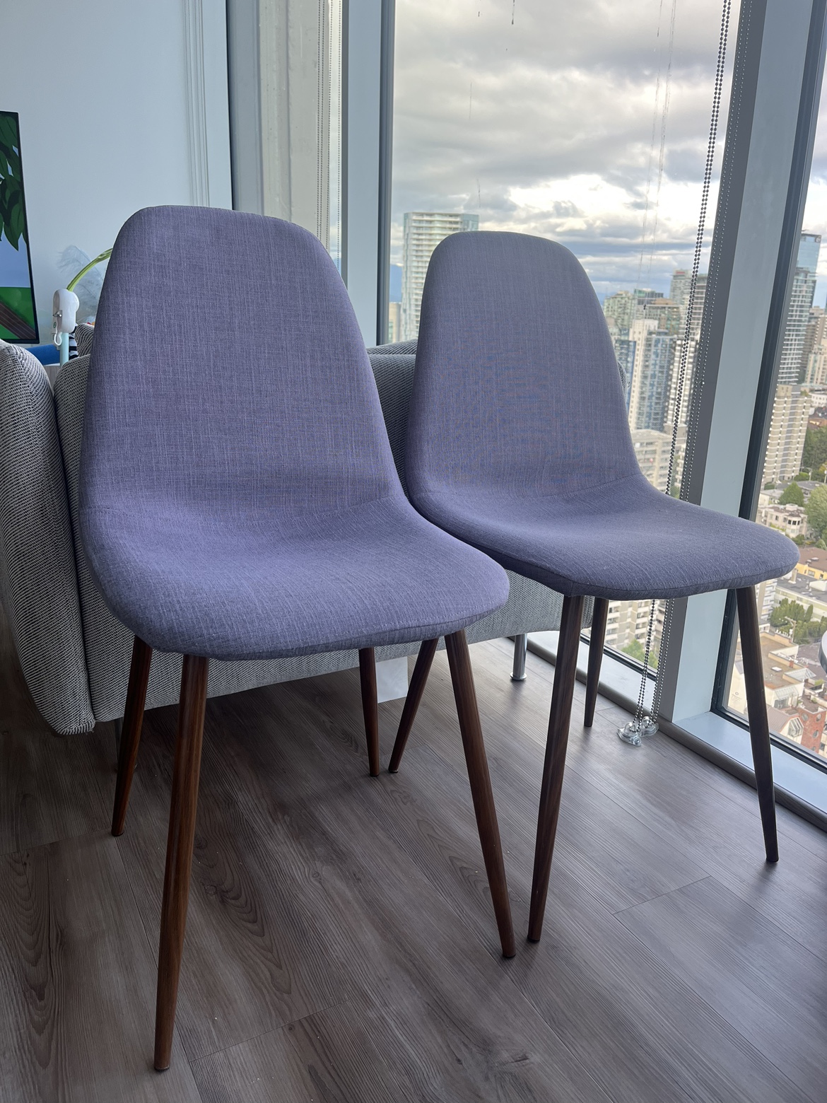 2 grey modern dining chairs