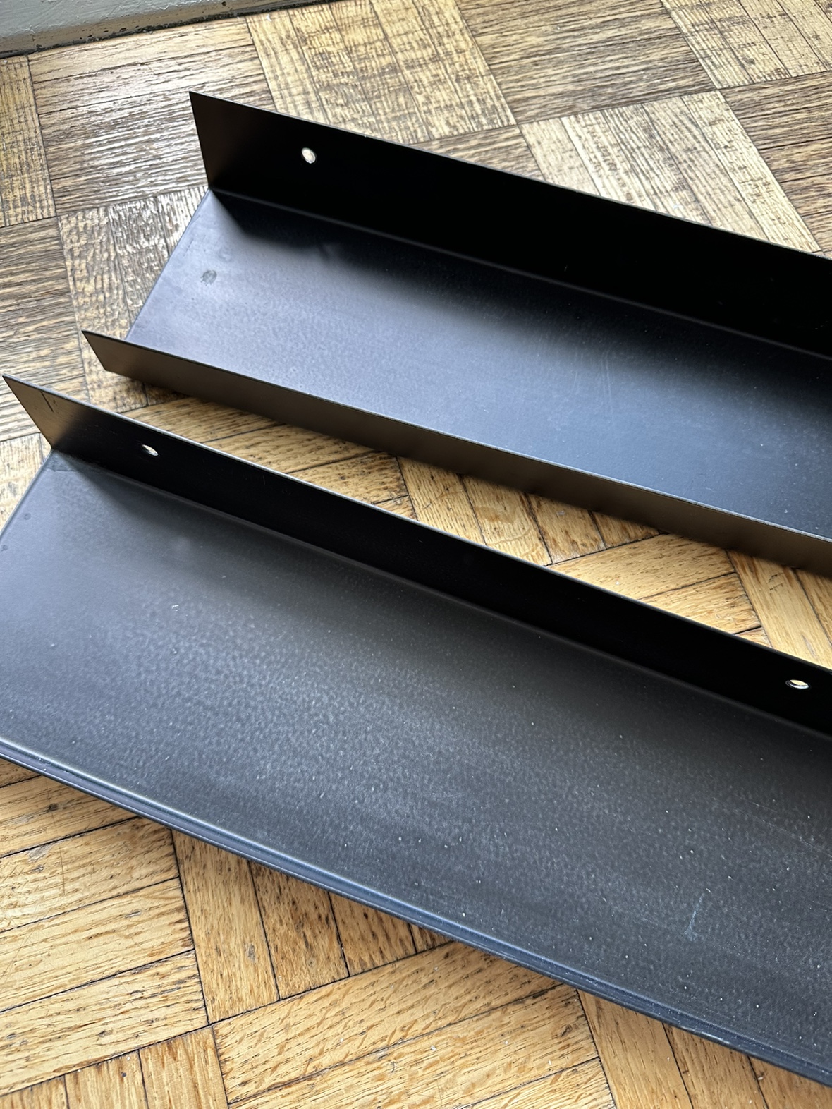 CB2 24” Floating Metal Shelves in Gunmetal x2 - photo 3