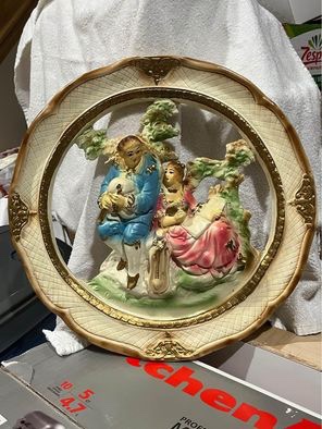 Vintage Victorian Baroque Couple Chalkware Art