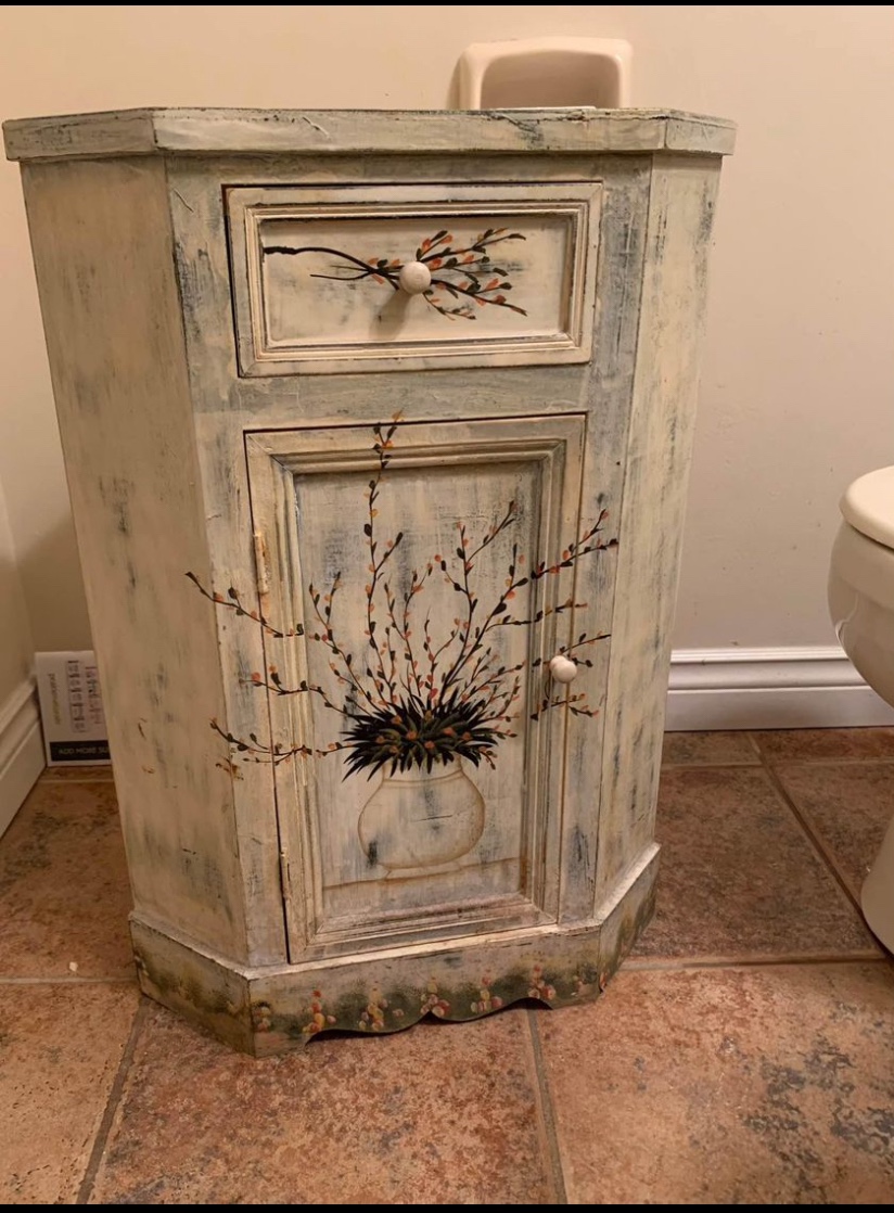 Corner wood printed cabinet