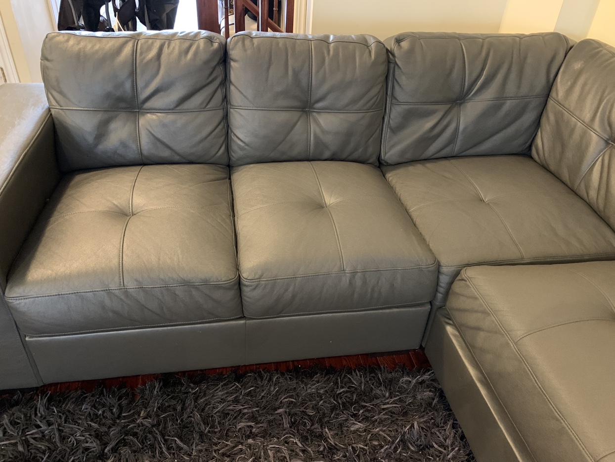 Leons Leather Look 3-Piece Sectional  Sofa, L shaped sofa - Grey - photo 2