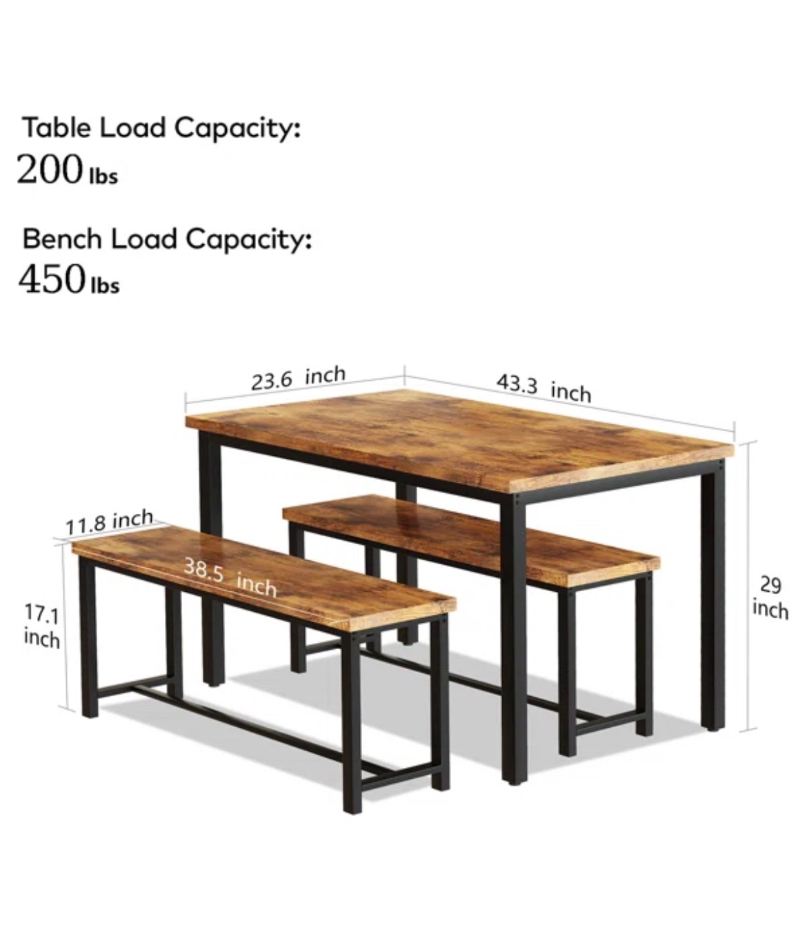 Dining table with benches - photo 2