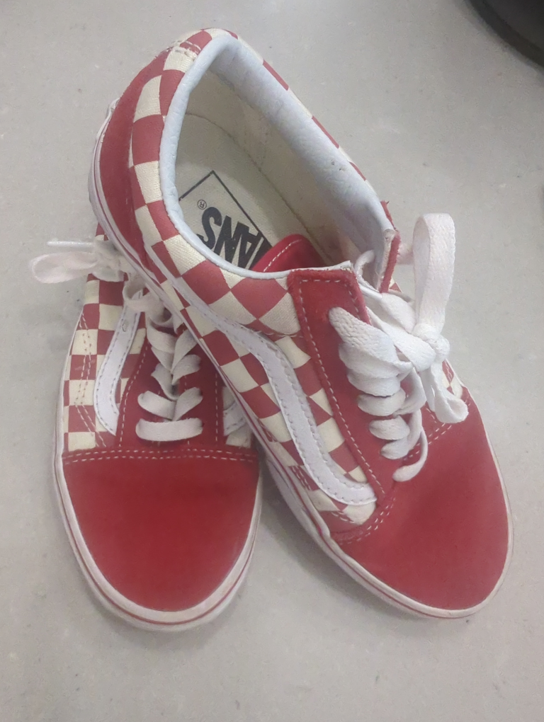 Vans Old Skool Classic Red/White Checkered Canvas Suede Shoes image indicator(3)