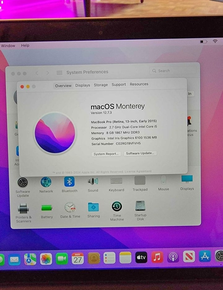 Macbook Pro 13 inch Retina (2015) 8GB 250GB