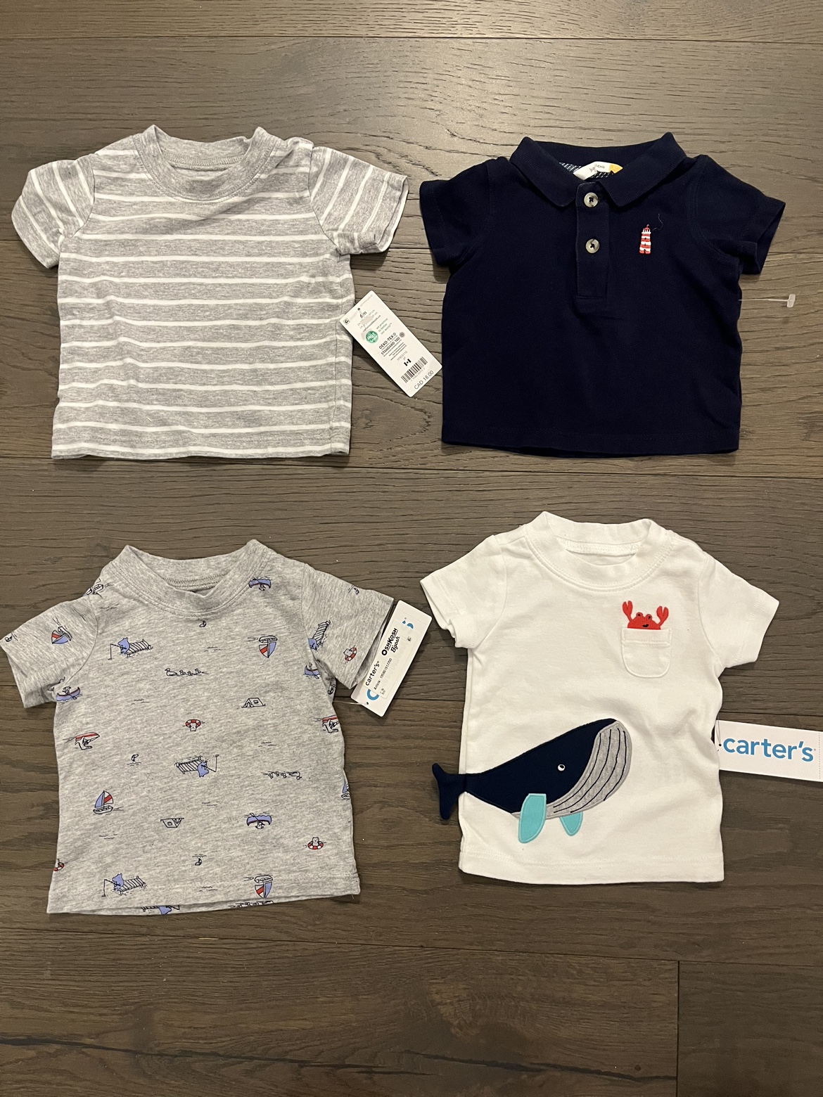 Carters boys tops 6-12 mos NWT ret $235 image indicator(4)