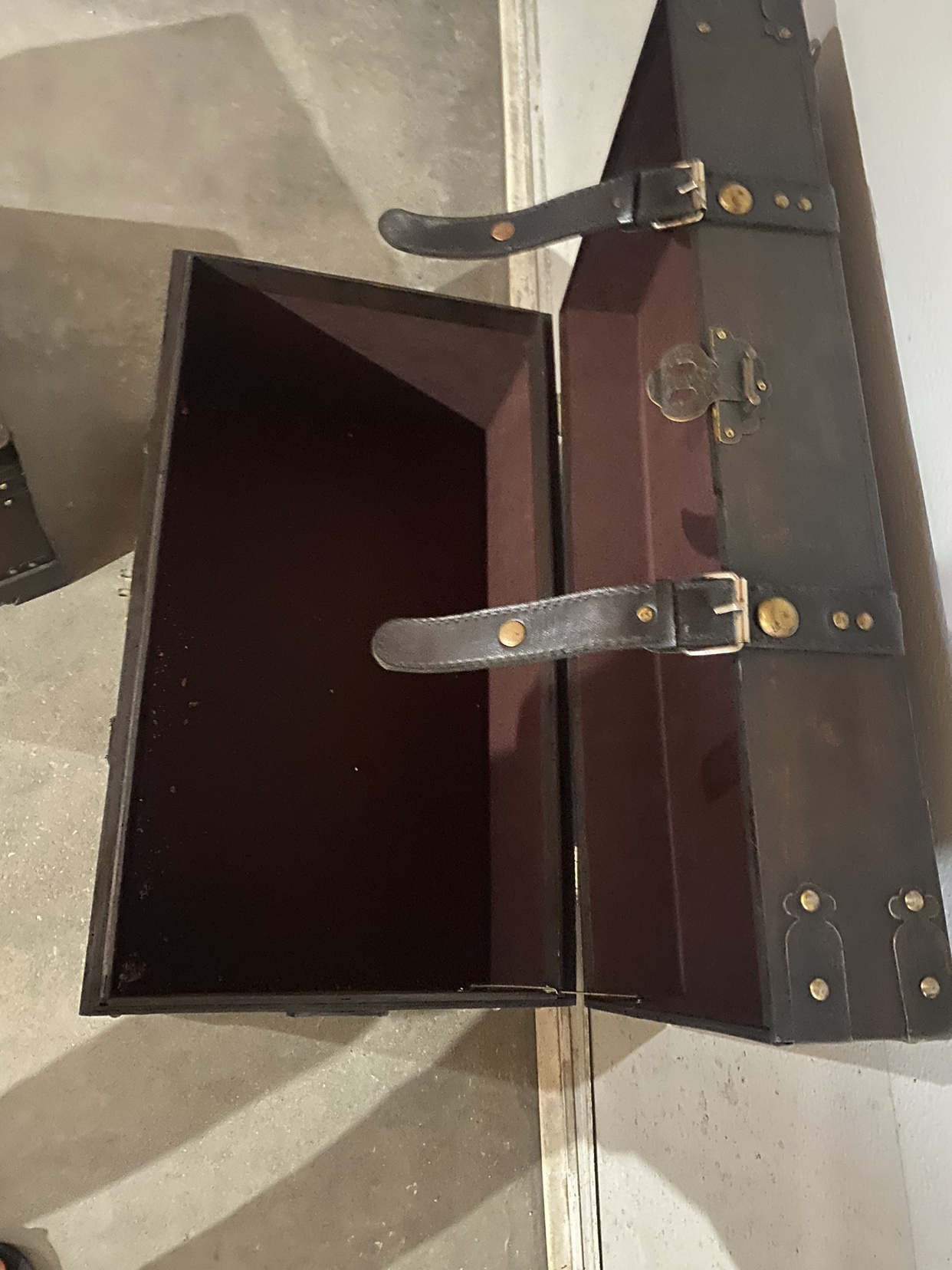 Wooden Trunk Chest Set of 2 Rustic Dark Brown Treasure Box - photo 3