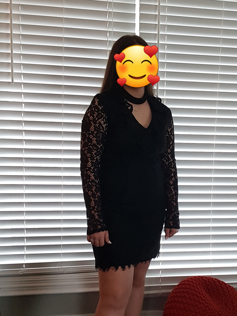 Women's black lace mini dress size Medium - photo 5