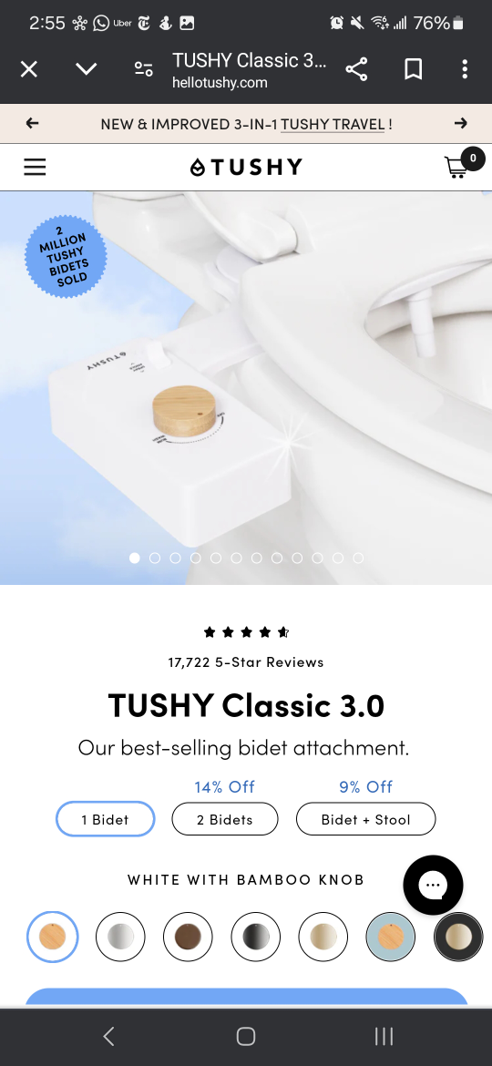 NEW Tushy 3.0 Classic Bidet image indicator(4)