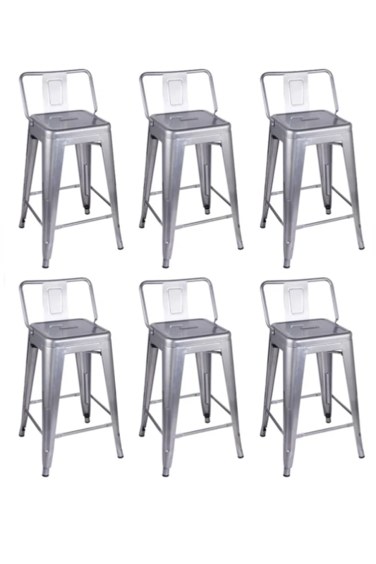 New set of 6 silver stools thumbnail
