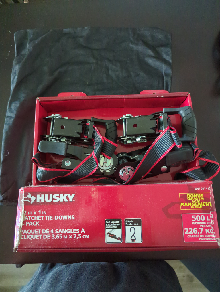 Husky ratchet tie-downs 4 x 12 feet
