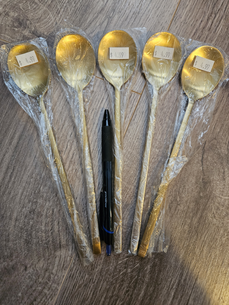 Golden stainless 8.5 inch spoons (5pcs set)